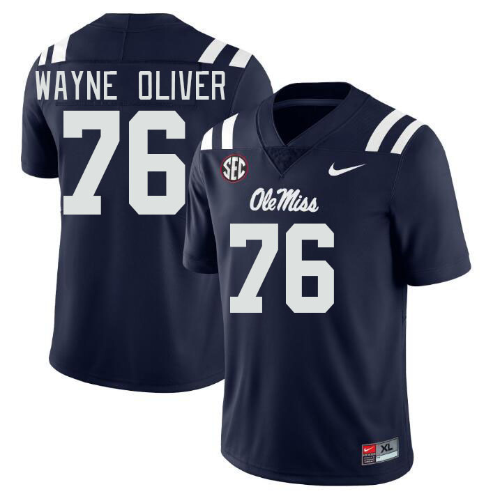 Men #76 John Wayne Oliver Ole Miss Rebels College Football Jerseys Stitched-Navy